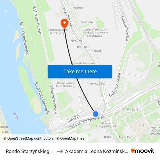 Rondo Starzyńskiego 01 to Akademia Leona Koźmińskiego map