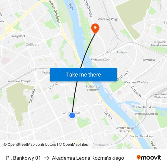 Pl. Bankowy 01 to Akademia Leona Koźmińskiego map