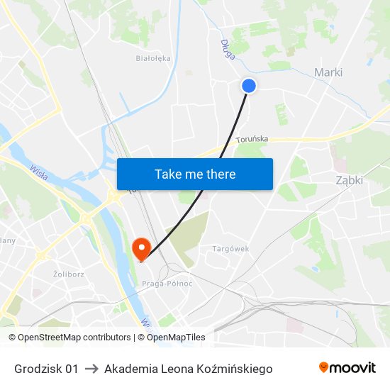 Grodzisk 01 to Akademia Leona Koźmińskiego map