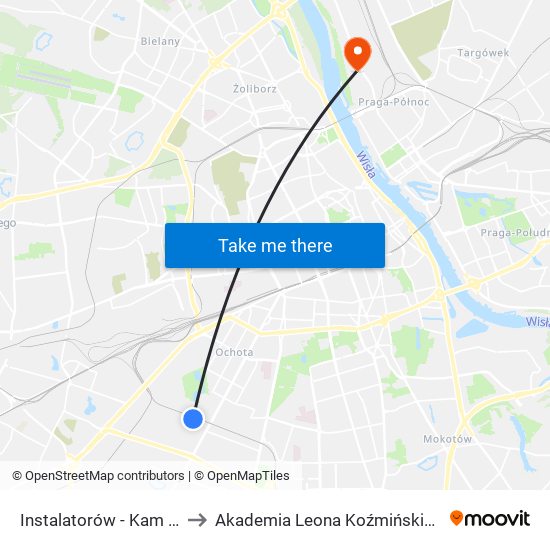 Instalatorów-Kam to Akademia Leona Koźmińskiego map