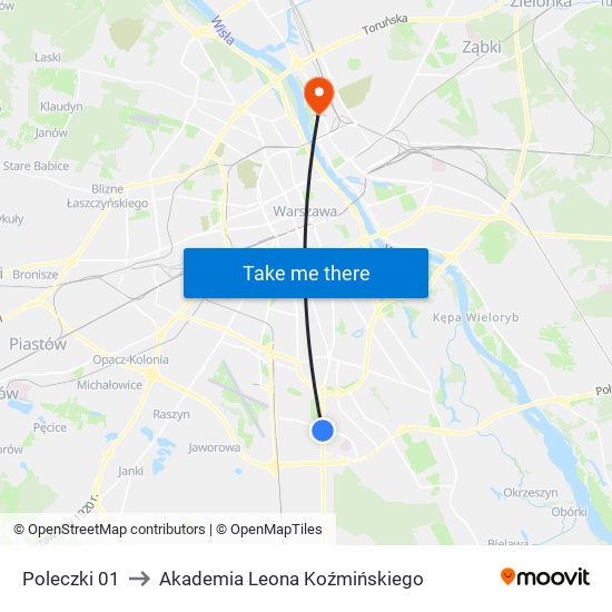 Poleczki 01 to Akademia Leona Koźmińskiego map