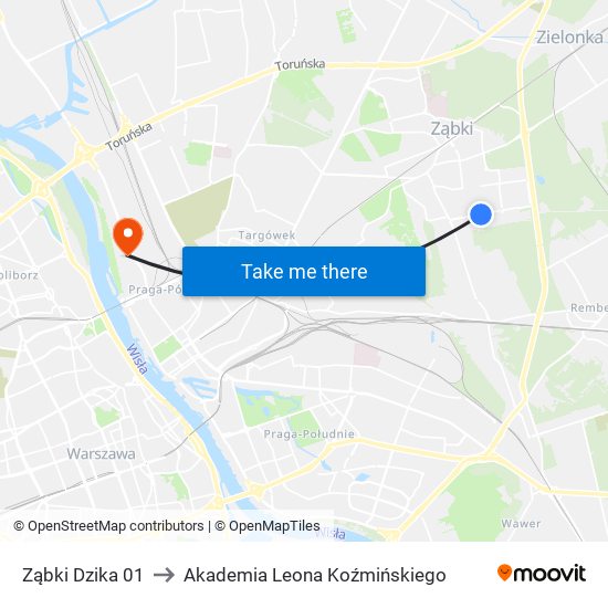 Ząbki Dzika 01 to Akademia Leona Koźmińskiego map