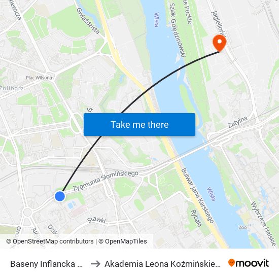 Baseny Inflancka 01 to Akademia Leona Koźmińskiego map