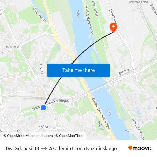 Dw. Gdański 03 to Akademia Leona Koźmińskiego map