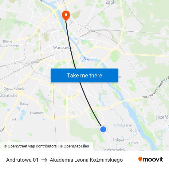 Andrutowa 01 to Akademia Leona Koźmińskiego map