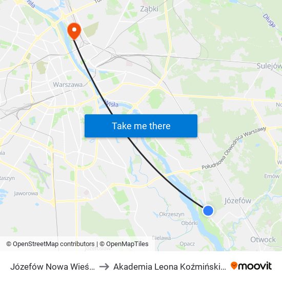 Józefów Nowa Wieś 01 to Akademia Leona Koźmińskiego map