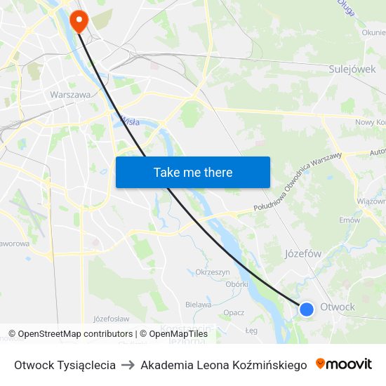 Otwock Tysiąclecia to Akademia Leona Koźmińskiego map