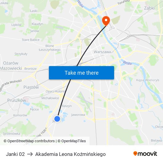 Janki 02 to Akademia Leona Koźmińskiego map