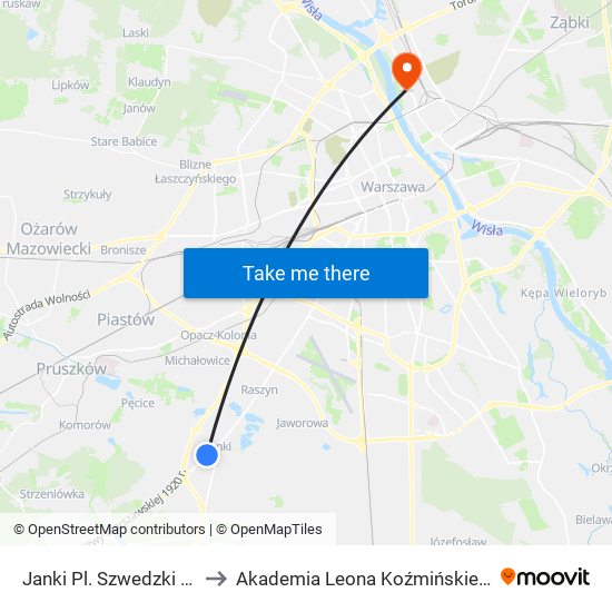 Janki Pl. Szwedzki 02 to Akademia Leona Koźmińskiego map