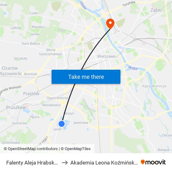 Falenty Aleja Hrabska 01 to Akademia Leona Koźmińskiego map