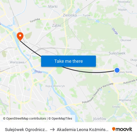 Sulejówek Ogrodnicza to Akademia Leona Koźmińskiego map