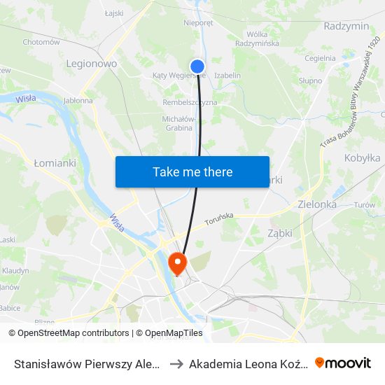 Stanisławów Pierwszy Aleksandrów 01 to Akademia Leona Koźmińskiego map