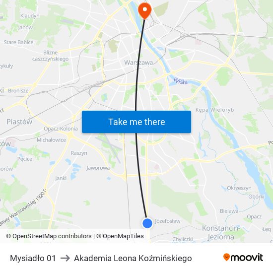 Mysiadło 01 to Akademia Leona Koźmińskiego map