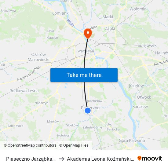 Piaseczno Jarząbka 01 to Akademia Leona Koźmińskiego map