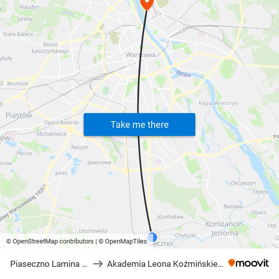 Piaseczno Lamina 04 to Akademia Leona Koźmińskiego map