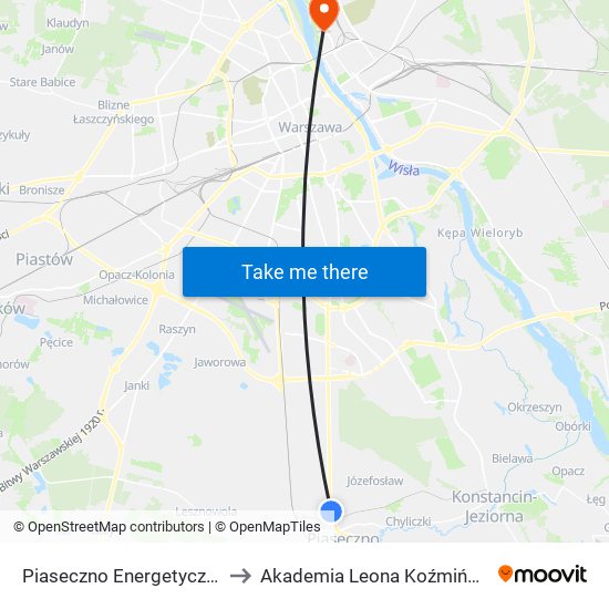 Piaseczno Energetyczna to Akademia Leona Koźmińskiego map