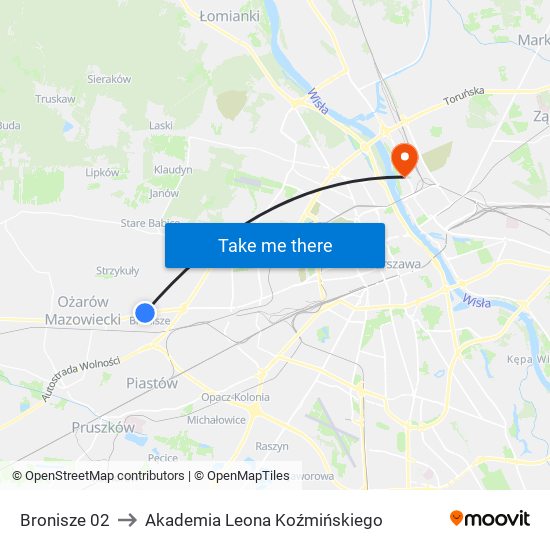 Bronisze 02 to Akademia Leona Koźmińskiego map