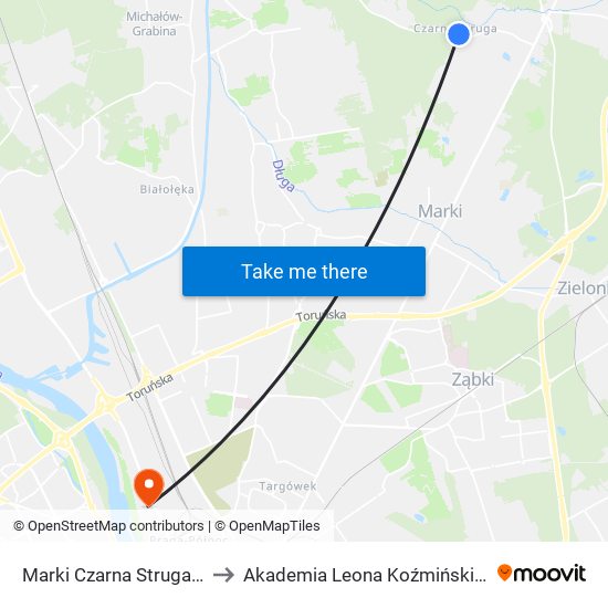 Marki Czarna Struga 01 to Akademia Leona Koźmińskiego map