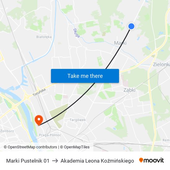 Marki Pustelnik 01 to Akademia Leona Koźmińskiego map