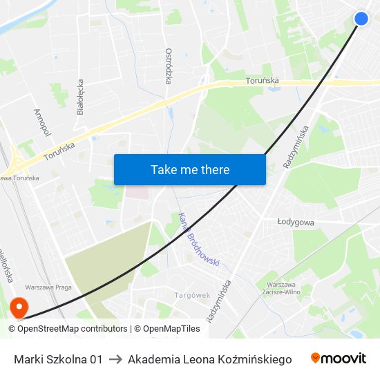 Marki Szkolna 01 to Akademia Leona Koźmińskiego map