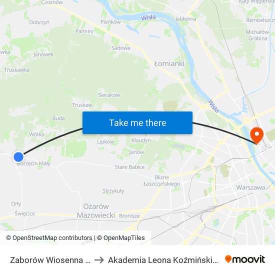 Zaborów Wiosenna 02 to Akademia Leona Koźmińskiego map