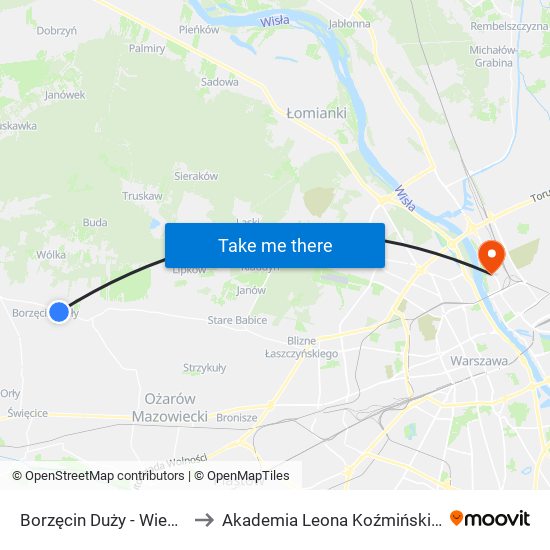 Borzęcin Duży - Wieś 02 to Akademia Leona Koźmińskiego map