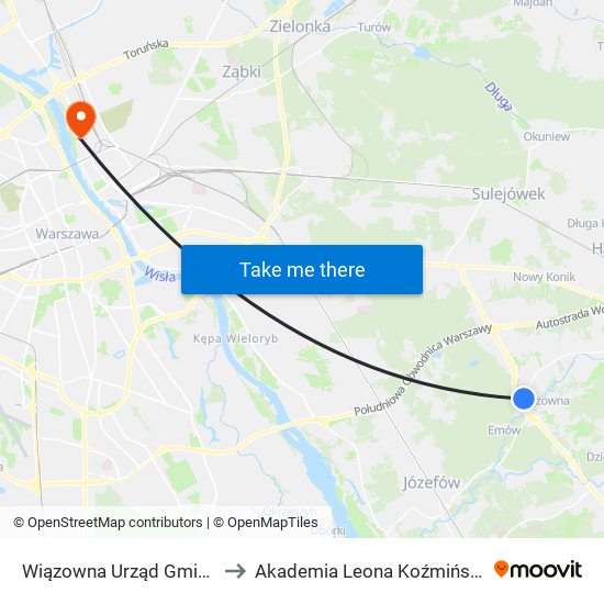 Wiązowna Urząd Gminy 02 to Akademia Leona Koźmińskiego map