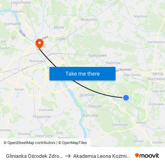 Glinianka Ośrodek Zdrowia 01 to Akademia Leona Koźmińskiego map