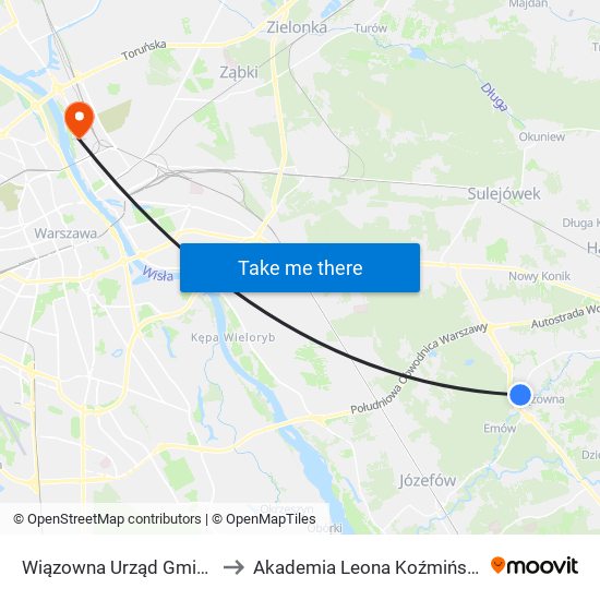 Wiązowna Urząd Gminy 01 to Akademia Leona Koźmińskiego map