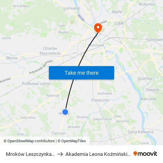 Mroków Leszczynka 01 to Akademia Leona Koźmińskiego map