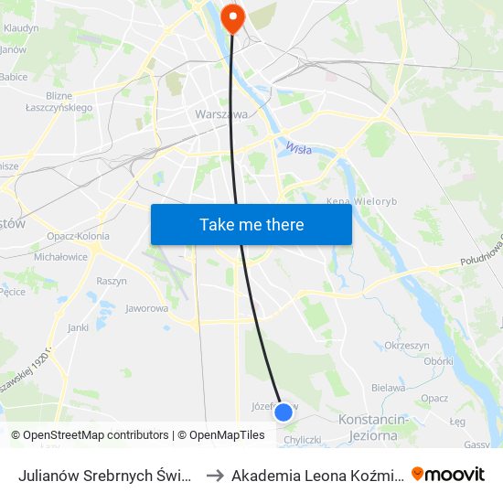 Julianów Srebrnych Świerków 01 to Akademia Leona Koźmińskiego map