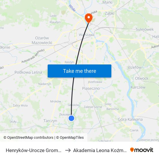 Henryków-Urocze Gromadzka 01 to Akademia Leona Koźmińskiego map