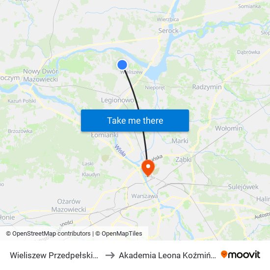 Wieliszew Przedpełskiego 02 to Akademia Leona Koźmińskiego map