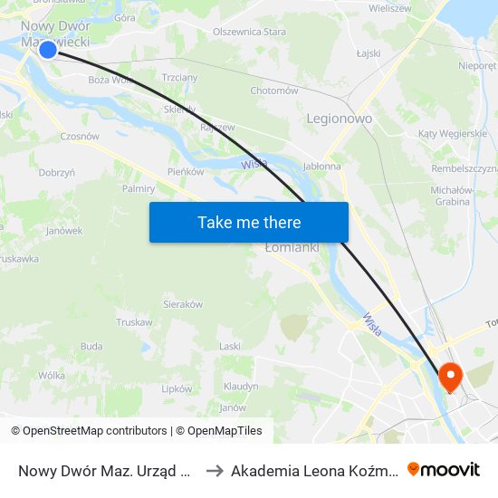 Nowy Dwór Maz. Urząd Miasta 01 to Akademia Leona Koźmińskiego map