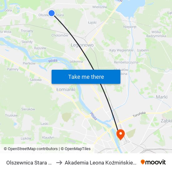 Olszewnica Stara 01 to Akademia Leona Koźmińskiego map