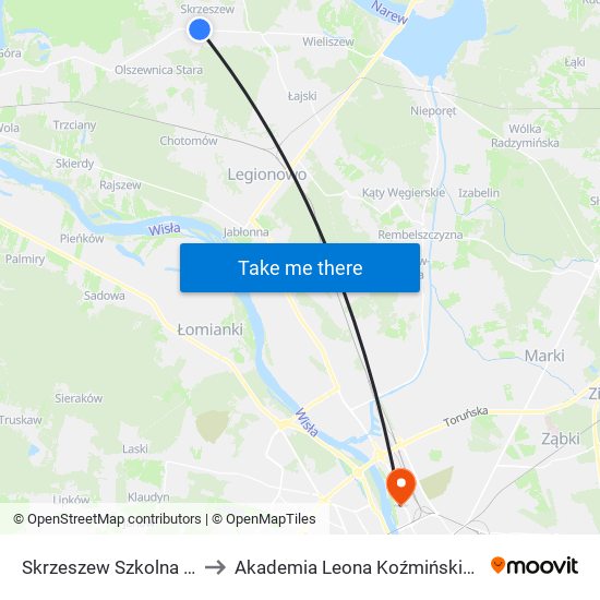 Skrzeszew Szkolna 02 to Akademia Leona Koźmińskiego map