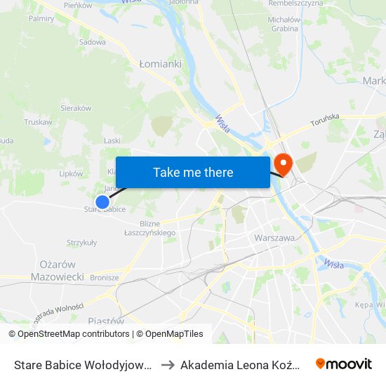 Stare Babice Wołodyjowskiego 02 to Akademia Leona Koźmińskiego map