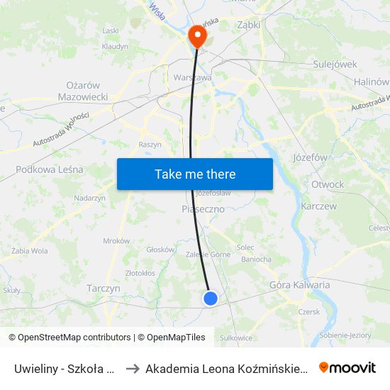 Uwieliny-Szkoła to Akademia Leona Koźmińskiego map