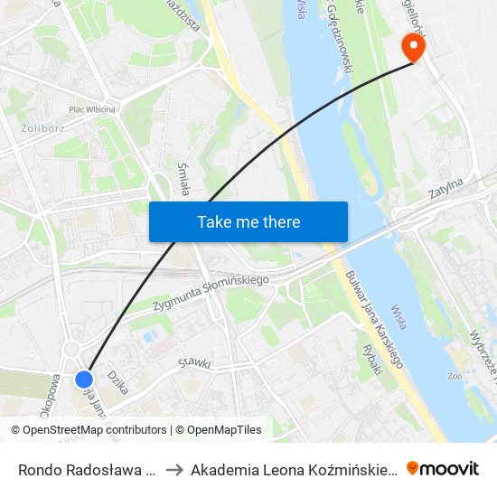 Rondo Radosława 01 to Akademia Leona Koźmińskiego map