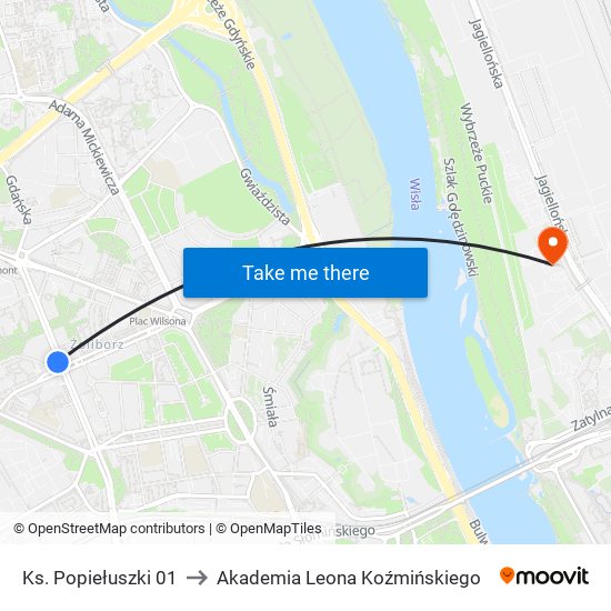 Ks. Popiełuszki 01 to Akademia Leona Koźmińskiego map