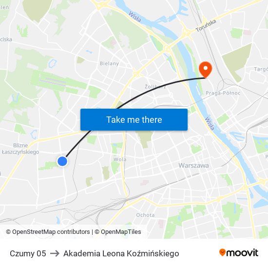 Czumy 05 to Akademia Leona Koźmińskiego map