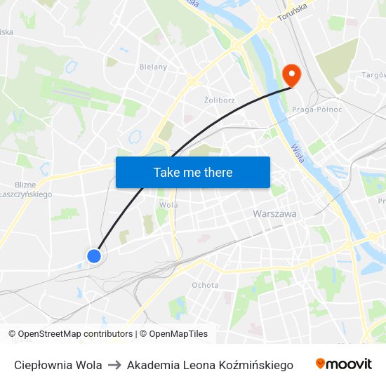 Ciepłownia Wola to Akademia Leona Koźmińskiego map