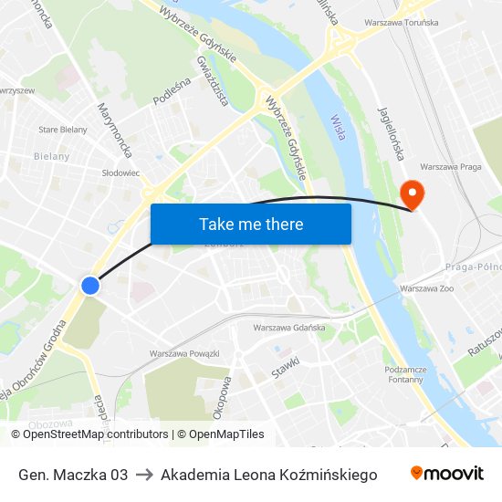 Gen. Maczka 03 to Akademia Leona Koźmińskiego map