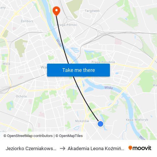 Jeziorko Czerniakowskie to Akademia Leona Koźmińskiego map