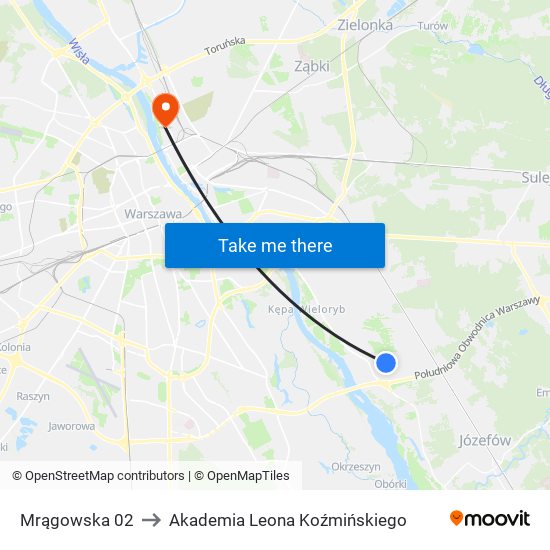 Mrągowska 02 to Akademia Leona Koźmińskiego map