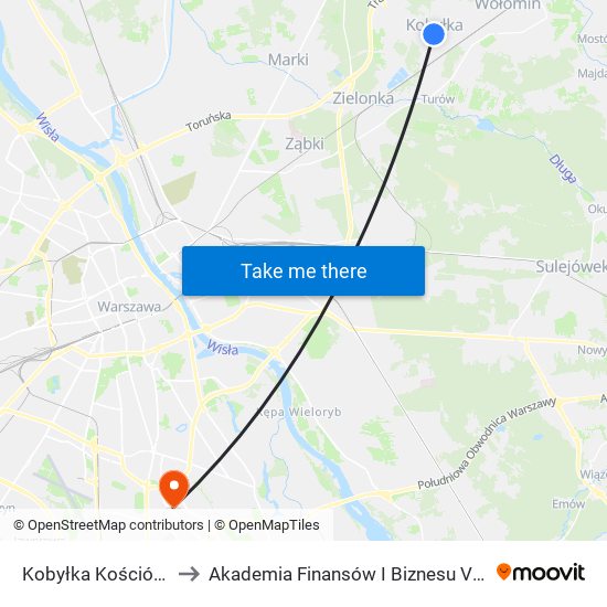 Kobyłka Kościół 02 to Akademia Finansów I Biznesu Vistula map