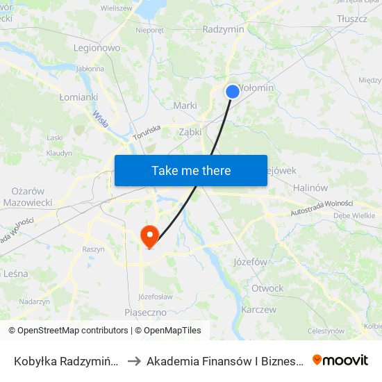 Kobyłka Radzymińska to Akademia Finansów I Biznesu Vistula map