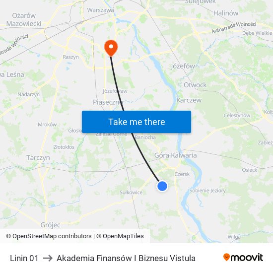 Linin 01 to Akademia Finansów I Biznesu Vistula map