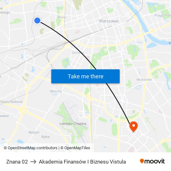 Znana 02 to Akademia Finansów I Biznesu Vistula map