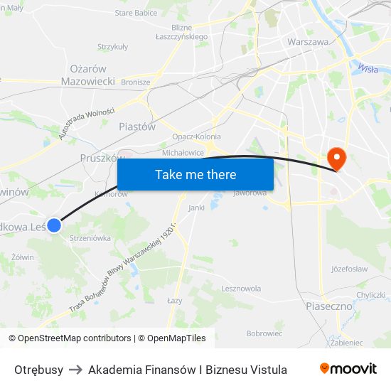 Otrębusy to Akademia Finansów I Biznesu Vistula map